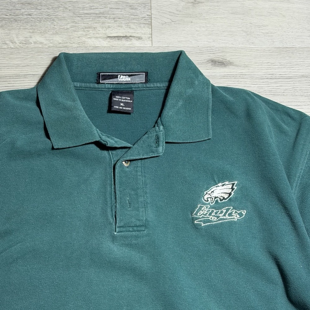 Philadelphia Eagles Polo Shirt XL Green NFL Pro Player Y2K Embroidered Logo - Picture 5 of 8